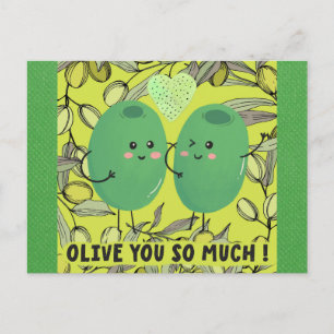 Niedliches Funny Olive Sie ich Liebe Sie Postkarte