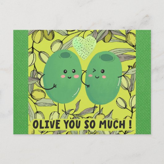 Niedliches Funny Olive Sie ich Liebe Sie Postkarte (Vorderseite)