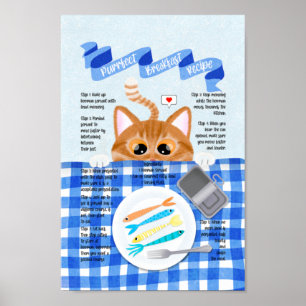 Niedliches Funny Orange Cat Frühstücksrezeptur Poster