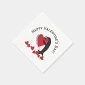 Niedliches Funny Pinguin Heart Valentine Paper Serviette (Ecke)