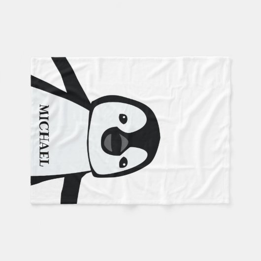 Niedliches Funny Pinguin Kinderzimmer Schwarz-Weiß Fleecedecke (Vorderseite (Horizontal))