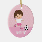 Niedliches Fußball-Fußballspieler-Mädchen-Rosa Keramik Ornament (Rechts)