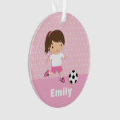 Niedliches Fußball-Mädchen-Rosa-personalisierte Ornament (Vorderseite)