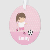 Niedliches Fußball-Mädchen-Rosa-personalisierte Ornament (Vorderseite)