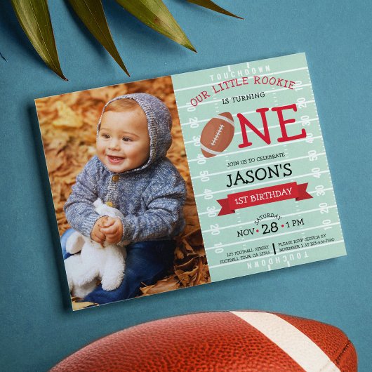 Niedliches Fußball & Ribbon Budget Foto 1. Geburts