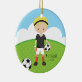 Niedliches Fußball-Spieler-personalisiertes Keramikornament (Rechts)