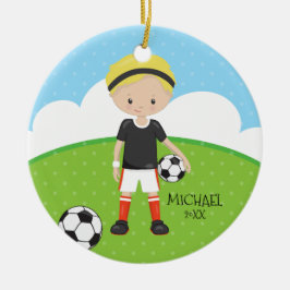 Niedliches Fußball-Spieler-personalisiertes Keramikornament