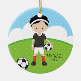Niedliches Fußball-Spieler-personalisiertes Keramikornament