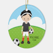 Niedliches Fußball-Spieler-personalisiertes Keramikornament (Links)
