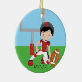 Niedliches Fußball-Spieler-personalisiertes Keramikornament (Rechts)