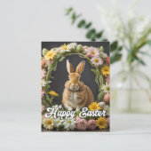 Niedliches Fuzzy Ostersonnengrabbit Postkarte (Stehend Vorderseite)