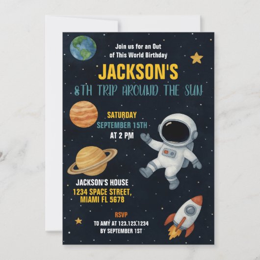 Niedliches Galaxy Rocket Party laden ein Einladung (Vorderseite)