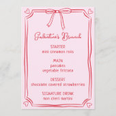 Niedliches Galentiner-Tagesmenü mit rotem und rote Menükarte (Vorderseite)