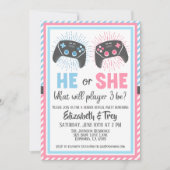 Niedliches Gamer-Baby-Gender-Bericht Einladung (Vorderseite)