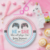 Niedliches Gamer-Baby-Gender-Bericht Pappteller (Party)