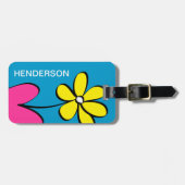 Niedliches Gänseblümchen-personalisierter Gepäckanhänger (Vorderseite horizontal)