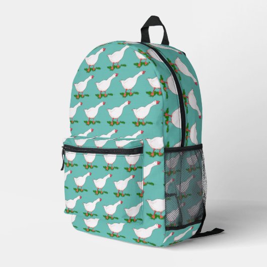 niedliches Gänsemuster Bedruckter Rucksack (Rückseitige Ecke Rechts)