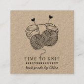 Niedliches Garn Handgefertigte Strick-Waren Kraft Quadratische Visitenkarte (Vorderseite)