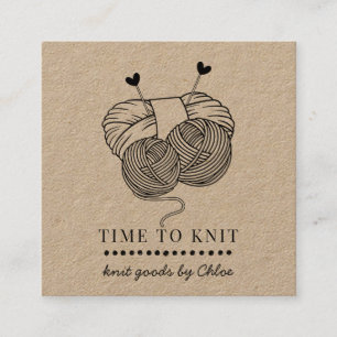 Niedliches Garn Handgefertigte Strick-Waren Kraft Quadratische Visitenkarte