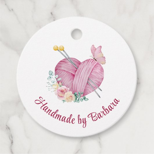 Niedliches Garn Knitternadeln Geschenkanhänger (Vorderseite)