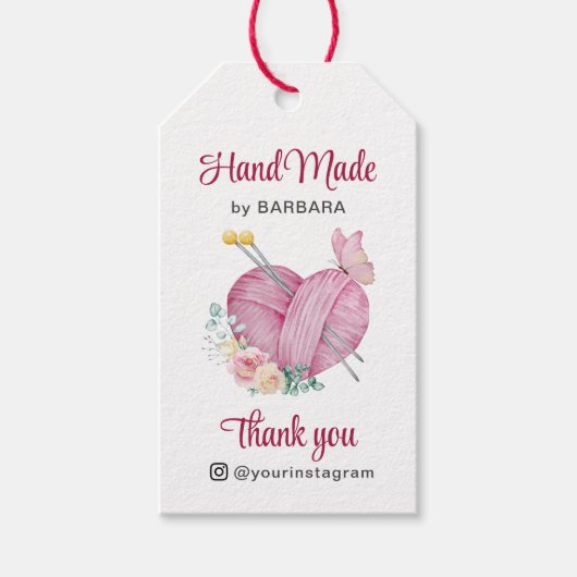 Niedliches Garn Knitternadeln Geschenkanhänger (Vorderseite)