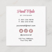 Niedliches Garn Knitternadeln Quadratische Visitenkarte (Rückseite)