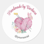 Niedliches Garn Knitternadeln Runder Aufkleber (Vorderseite)