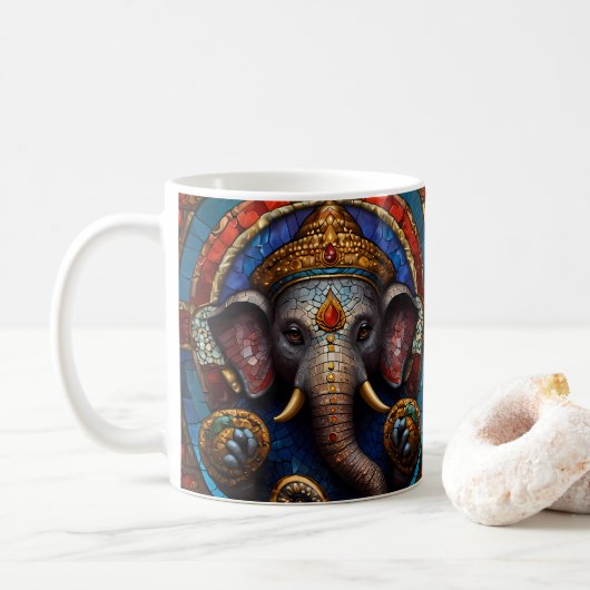 Niedliches Garnesh God Blue Mosaic-Hartglas Kaffeetasse (Mit Donut)