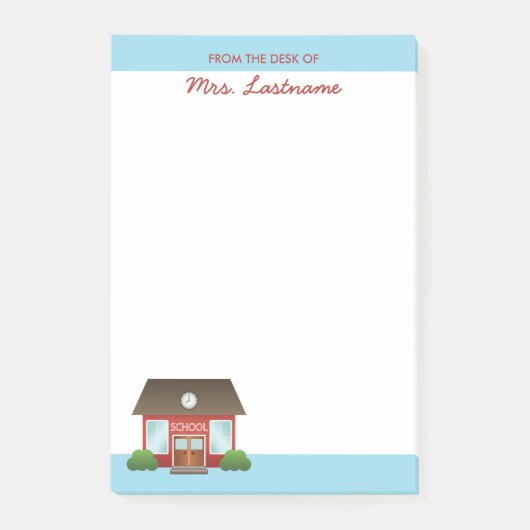 Niedliches Gebäude in der Roten Schule mit Individ Post-it Klebezettel (Vorderseite)