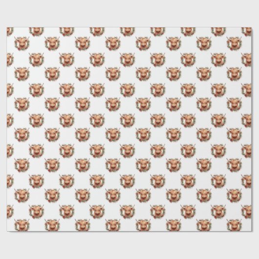 Niedliches Gebirgskuh- und Weihnachtsblumenmuster Geschenkpapier (Flach)