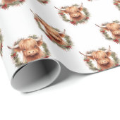 Niedliches Gebirgskuh- und Weihnachtsblumenmuster Geschenkpapier (Rolleneckpunkt)