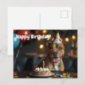 Niedliches Geburtstagsdesign von Staffordshire Bul Postkarte (Vorne/Hinten)