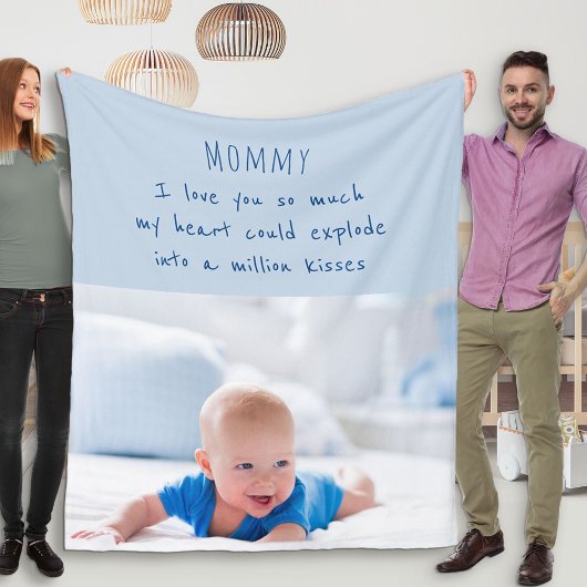 Niedliches Gedicht für Mama - Blue Baby Foto Fleecedecke
