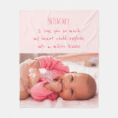 Niedliches Gedicht für Mama - Pink Baby Foto Fleecedecke (Vorderseite)
