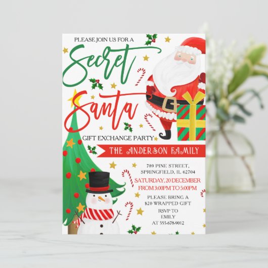 Niedliches Geheimnis Weihnachten Einladungen Wasse (Stehend Vorderseite)