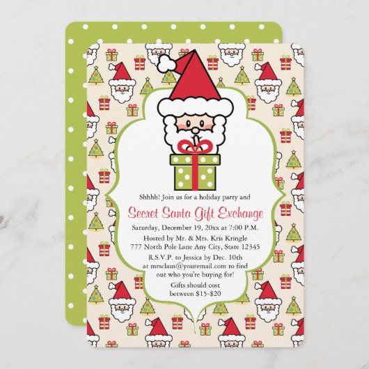 Niedliches Geheimnis Weihnachten Party Einladung (Vorne/Hinten)