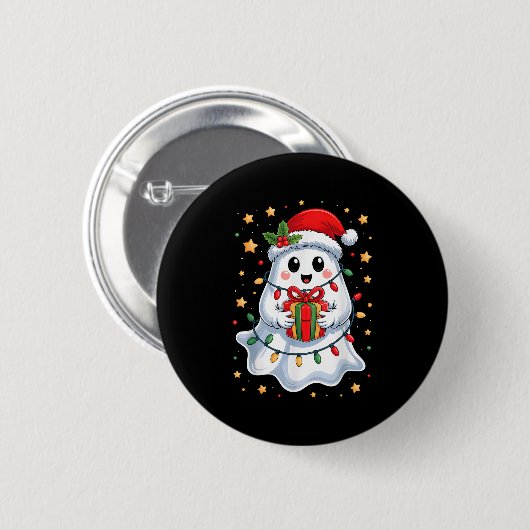 Niedliches Geist Lichter Tree Cake Frohe Weihnacht Button (Vorne & Hinten)