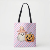 Niedliches Geist und Jack-O' Lantern Halloween Tasche (Vorderseite)