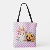 Niedliches Geist und Jack-O' Lantern Halloween Tasche (Rückseite)