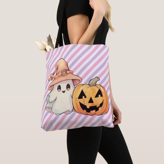 Niedliches Geist und Jack-O' Lantern Halloween Tasche (Von Nahem)