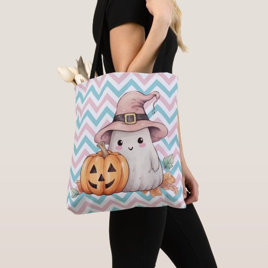 Niedliches Geist und Jack-O' Lantern Halloween Tasche (Von Nahem)