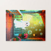 Niedliches Geisterblasen auf einer Veranda Puzzle (Horizontal)