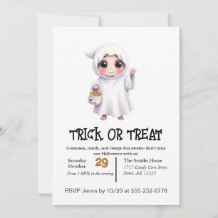 Niedliches Geisterkind zu Halloween Einladung