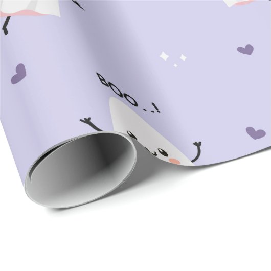 Niedliches Geistermuster mit "Boo"! Text zu Lavend Geschenkpapier (Rolleneckpunkt)