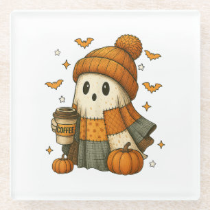Niedliches Geistertrinkkaffee Halloween Glasuntersetzer