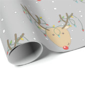 Niedliches geknacktes Rentier Retro Weihnachtsstri Geschenkpapier (Rolleneckpunkt)