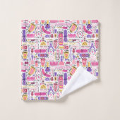 Niedliches Gekritzel-Maniküre-Muster Badhandtuch Set (Waschlappen)