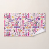 Niedliches Gekritzel-Maniküre-Muster Badhandtuch Set (Handtuch)