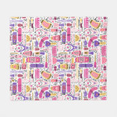 Niedliches Gekritzel-Maniküre-Muster Fleecedecke (Vorderseite (Horizontal))