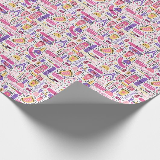 Niedliches Gekritzel-Maniküre-Muster Geschenkpapier (Ecke)